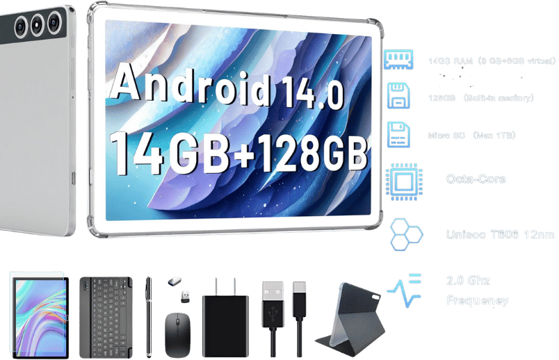 KADYBE D106 Android 14, 10, 14GB RAM128GB ROM, ‎Unisoc T606